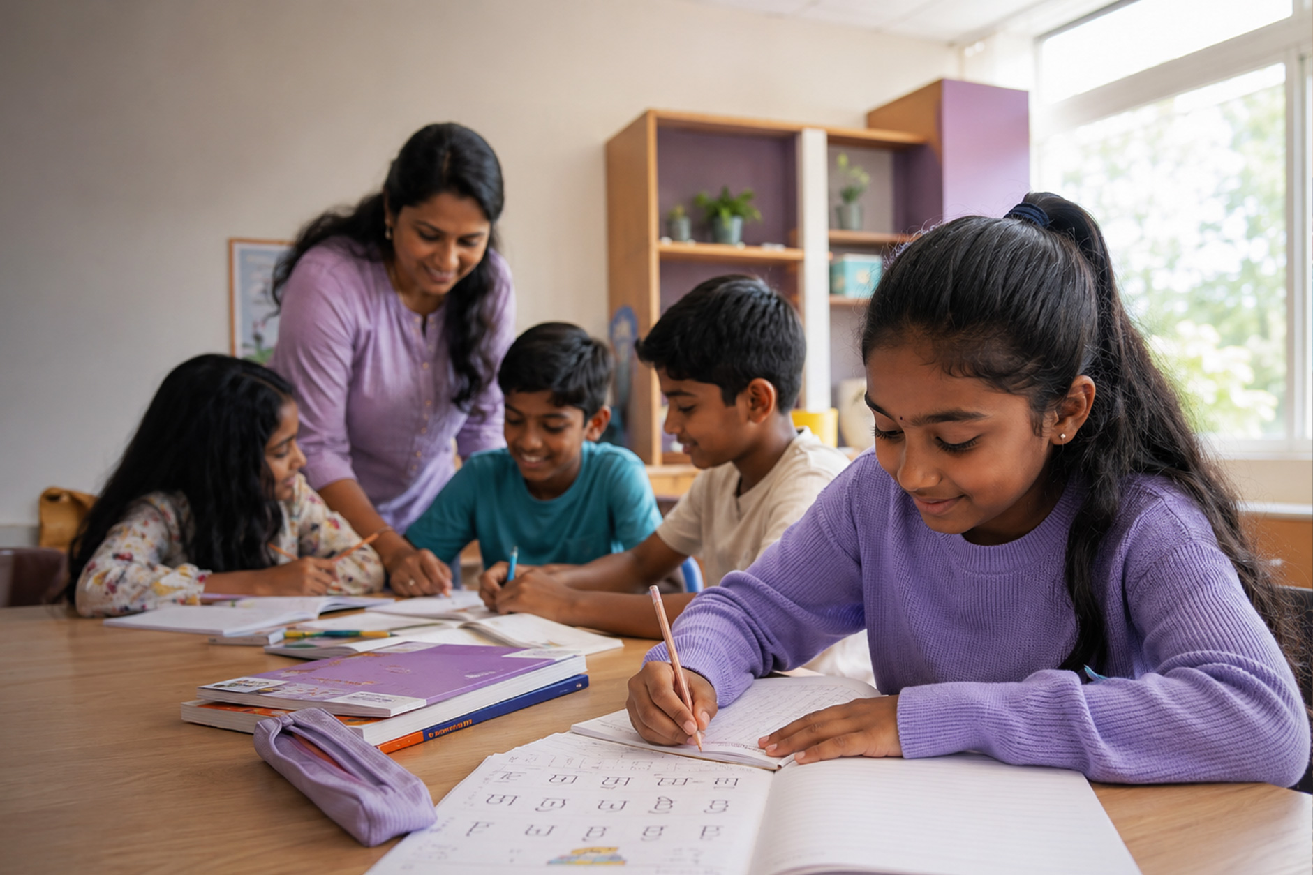 Children learning at Tamil Learning Centre Crawley